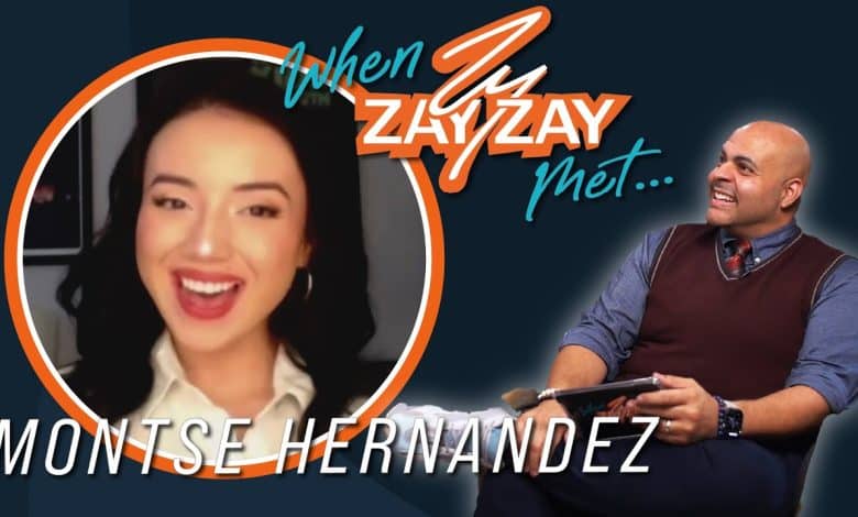 Promotional graphic for a podcast episode titled "When ZayZay Met... Montse Hernández." Features an image of a smiling man in a vest and shirt, holding a tablet, and a