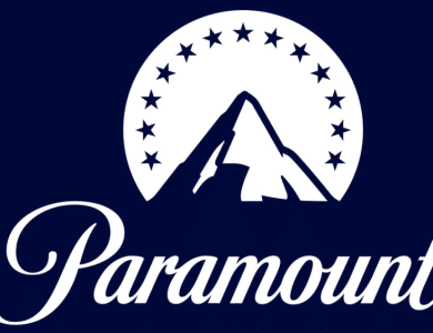 The image displays the paramount pictures logo, showcasing a white mountain peak inside a circle with 22 stars on a dark blue background, beneath which the word "paramount" is elegantly scripted in white