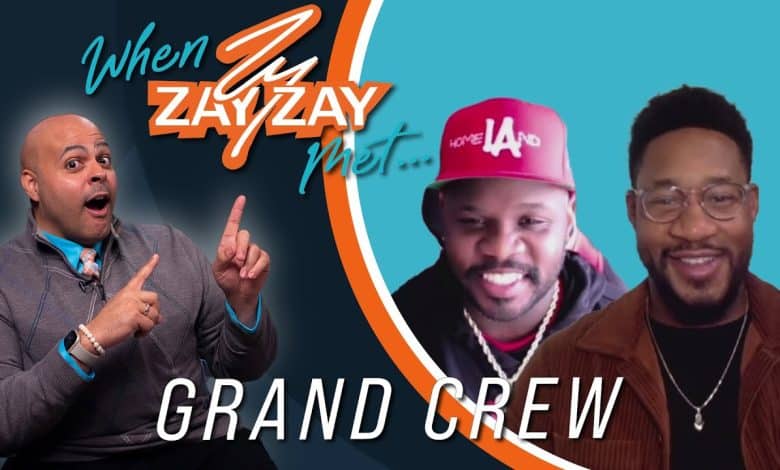 Promotional image for "When Zay Zay Met..." featuring two smiling men in a split-screen format. Left: a bald man with a goatee pointing. Right: two black men in casual