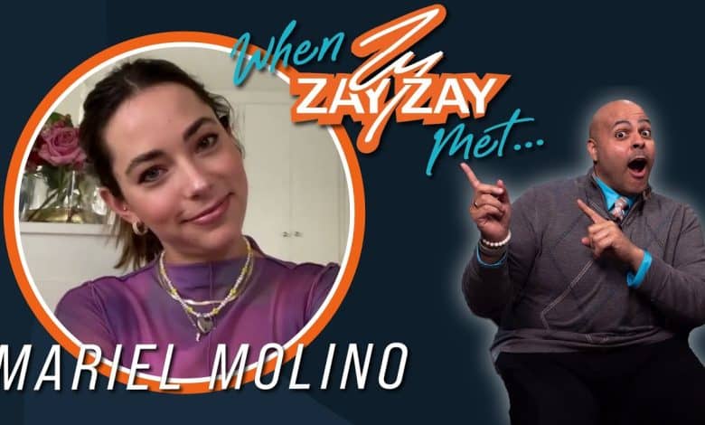 Promotional image for "When Zay Zay Met... Mariel Molino" featuring a selfie of actress Mariel Molino smiling at the camera, encircled by an orange outline on the
