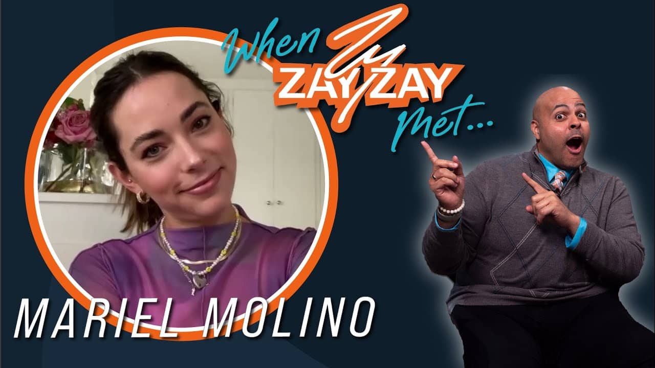 Promotional image for "When Zay Zay Met... Mariel Molino" featuring a selfie of actress Mariel Molino smiling at the camera, encircled by an orange outline on the