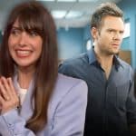 A collage of three office workers showing varied expressions. A woman on the left, resembling Alison Brie, smiles broadly, a middle man looks frustrated, and a woman on the right appears confused, all