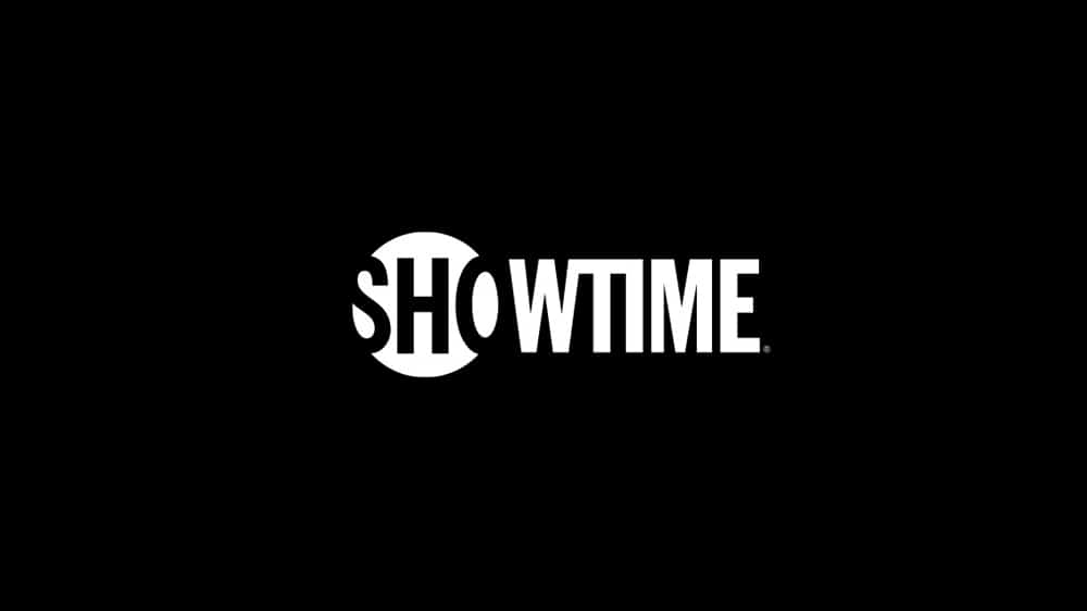 The image displays the word "Showtime" in bold, white uppercase letters centered on a black background, indicating the service closing down by April's end.