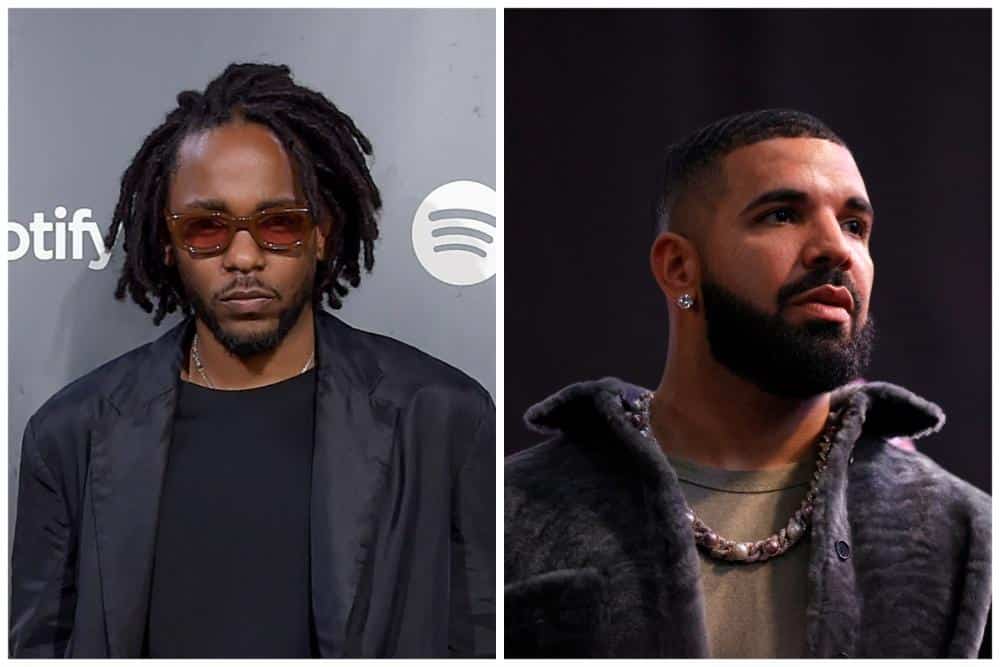 Two images side-by-side: on the left, a man with dreadlocks and sunglasses wearing a black jacket. on the right, a man with a beard in a fur coat and diamond necklace. both posing against neutral backgrounds.